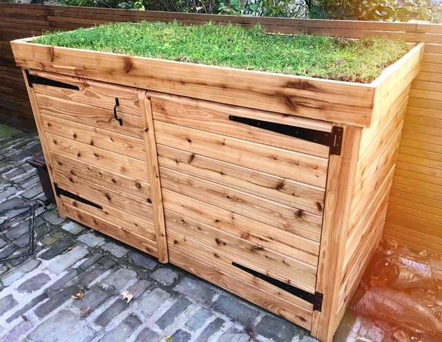 3-Bin Wooden Store with Living Sedum Roof